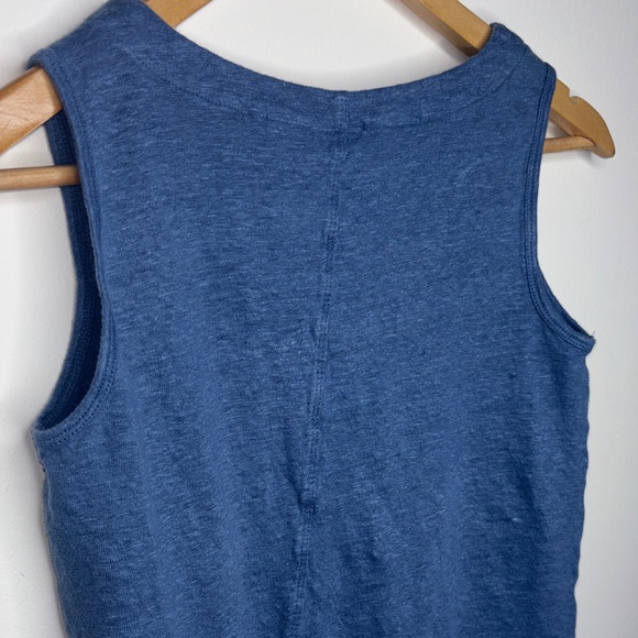 Joie Blue 100% Linen Sleeveless Henley Tank Top - Picture 9 of 12